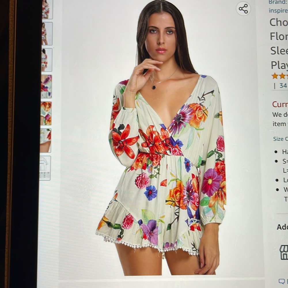 Chloe’s women’s floral print long sleeve romper